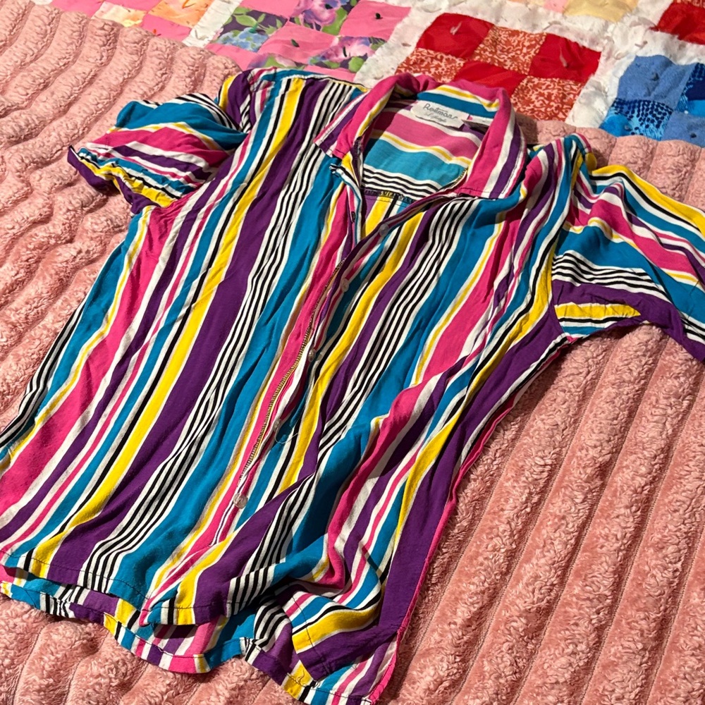 Vintage Reitmans Multicolor Striped Button Down Shirt